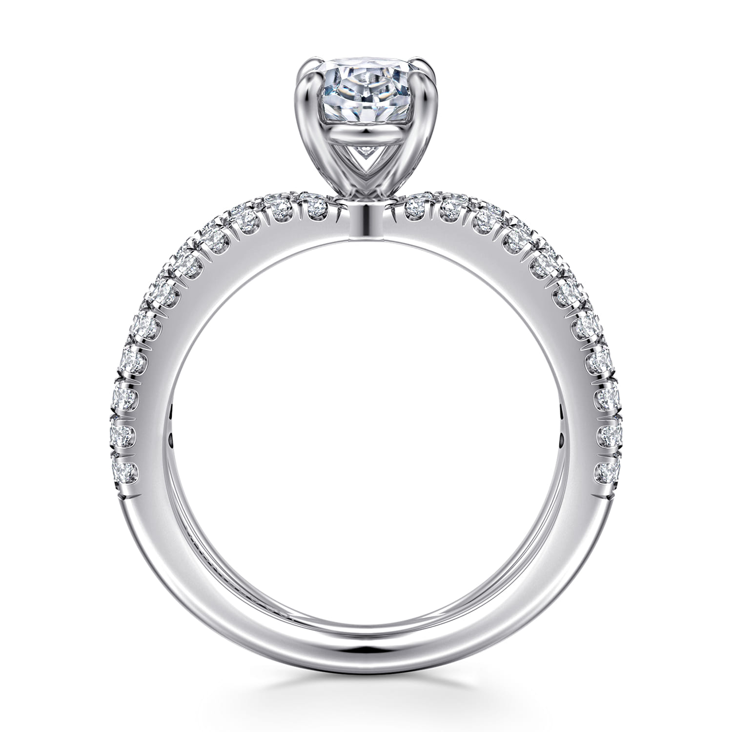 Elite - 14K White Gold Split Shank Oval Diamond Engagement Ring - 0.55 ct - Shot 2