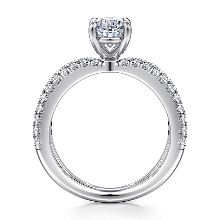 Elite - 14K White Gold Split Shank Oval Diamond Engagement Ring - 0.55 ct - Shot 2