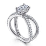 Elite - 14K White Gold Split Shank Oval Diamond Engagement Ring - 0.55 ct