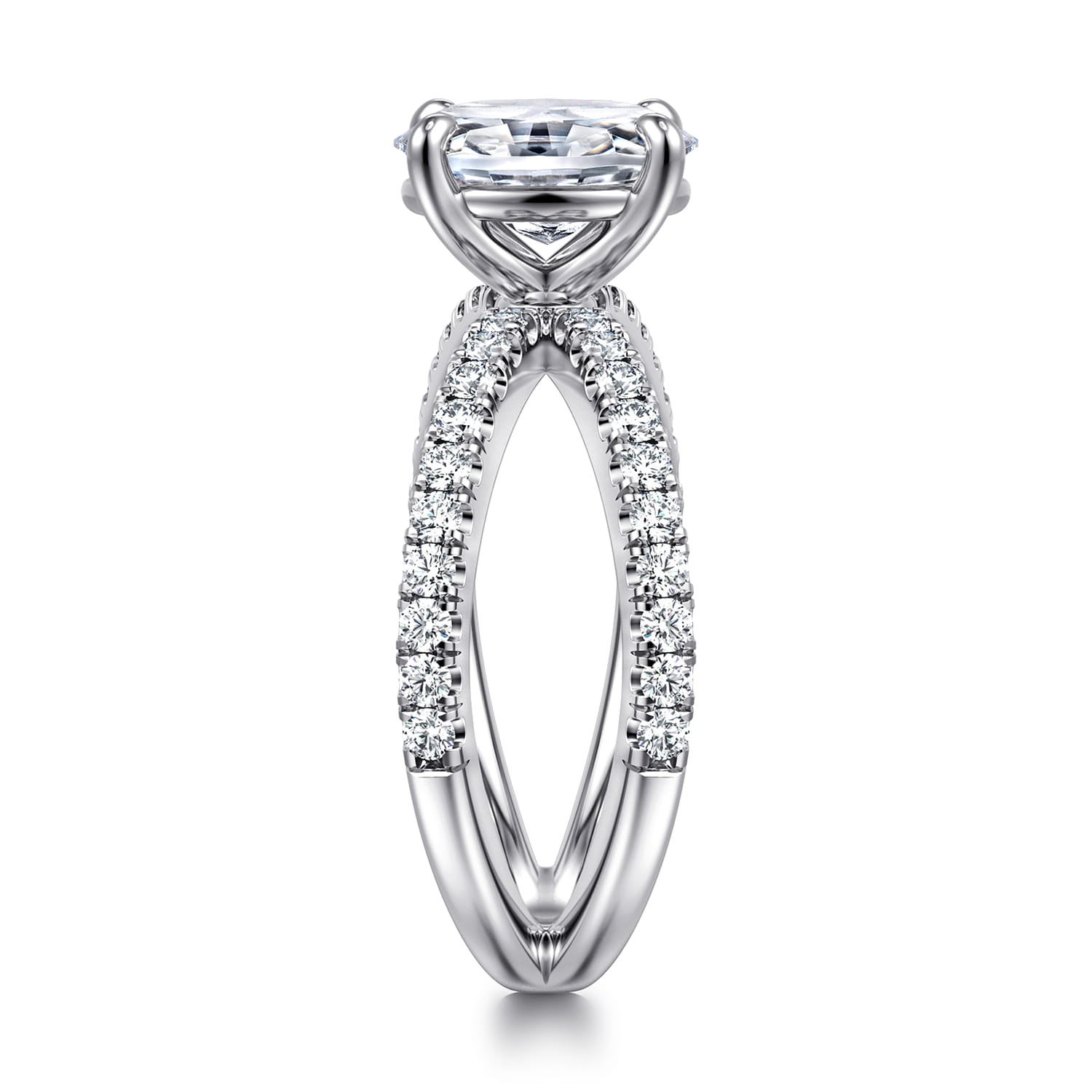 Elite - 14K White Gold Split Shank Oval Diamond Engagement Ring - 0.55 ct - Shot 4