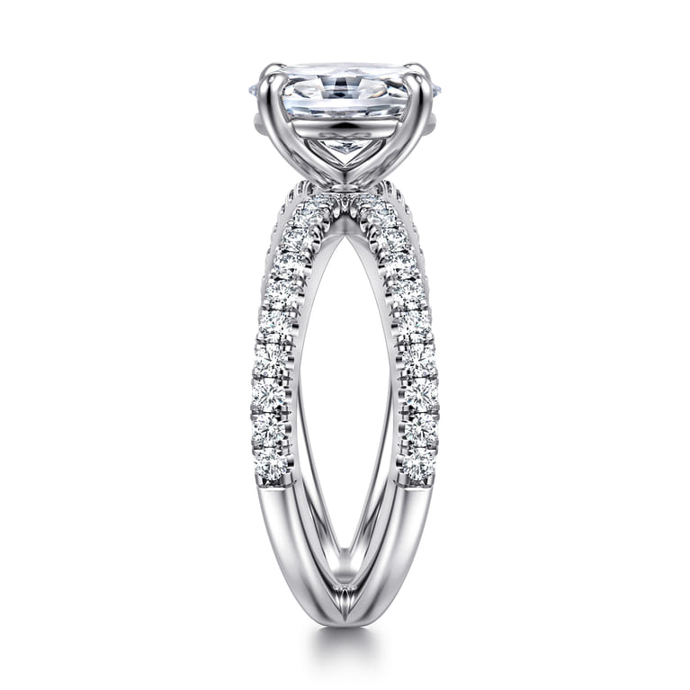 Elite - 14K White Gold Split Shank Oval Diamond Engagement Ring - 0.55 ct - Shot 4