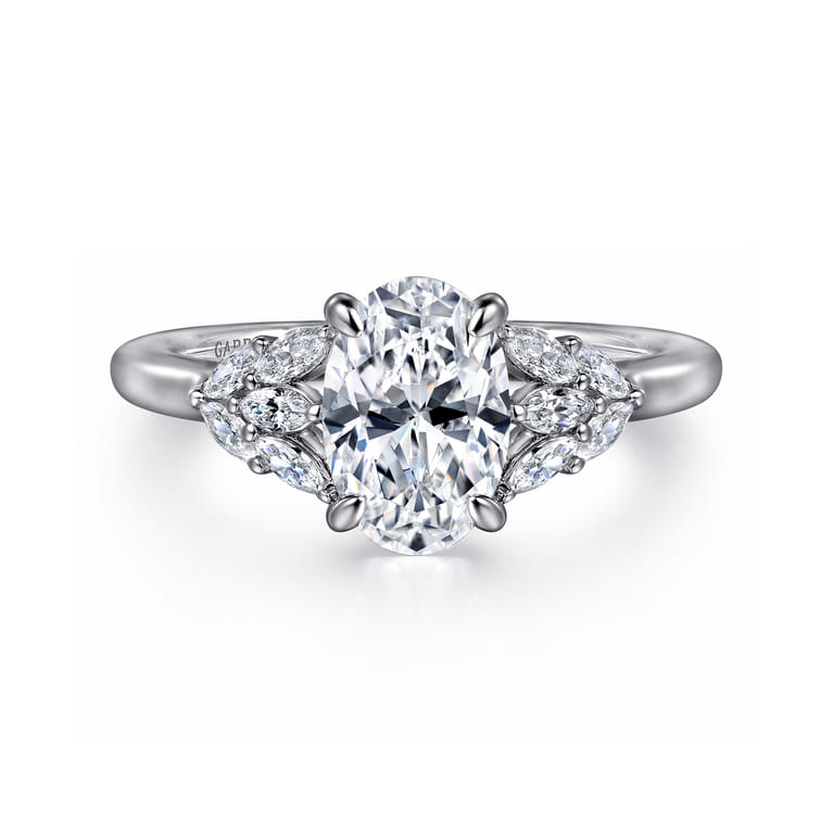 Cami - 14K White Gold Oval Diamond Engagement Ring - 0.3 ct - Shot 1