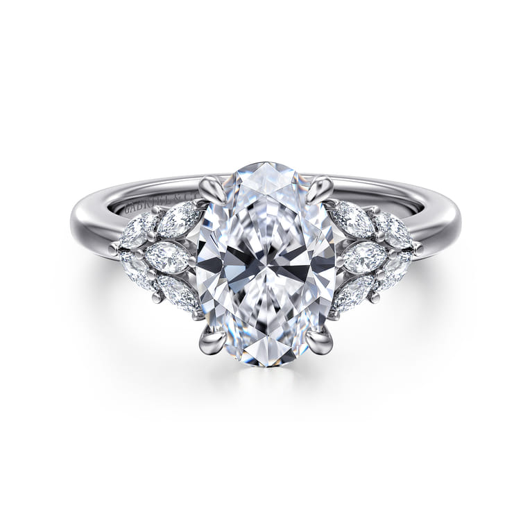 Cami - 14K White Gold Oval Diamond Engagement Ring - 0.3 ct - Shot 1