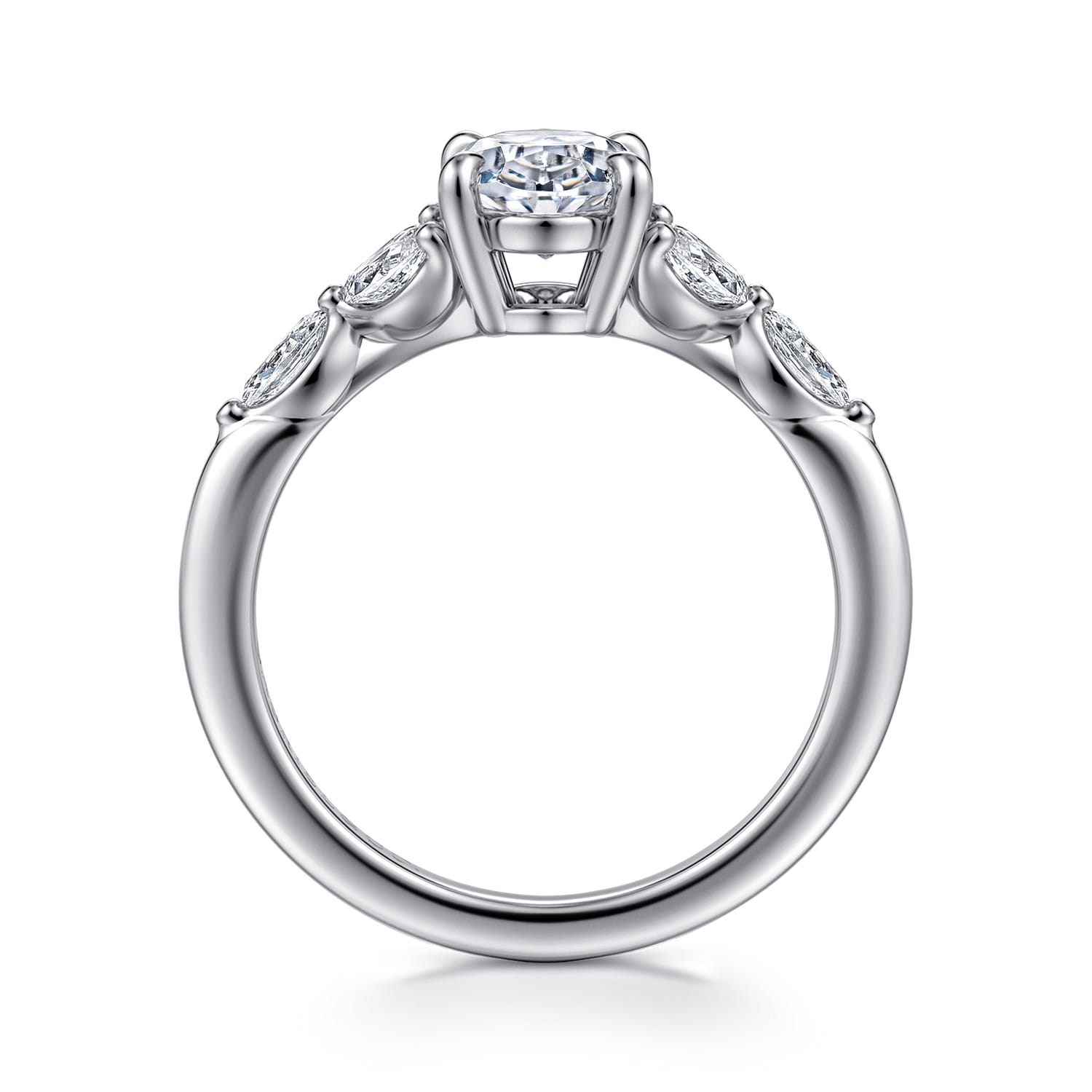 Adella - 14K White Gold Oval Diamond Engagement Ring - 0.4 ct - Shot 2