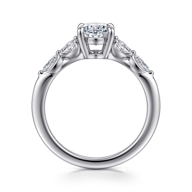 Adella - 14K White Gold Oval Diamond Engagement Ring - 0.4 ct - Shot 2