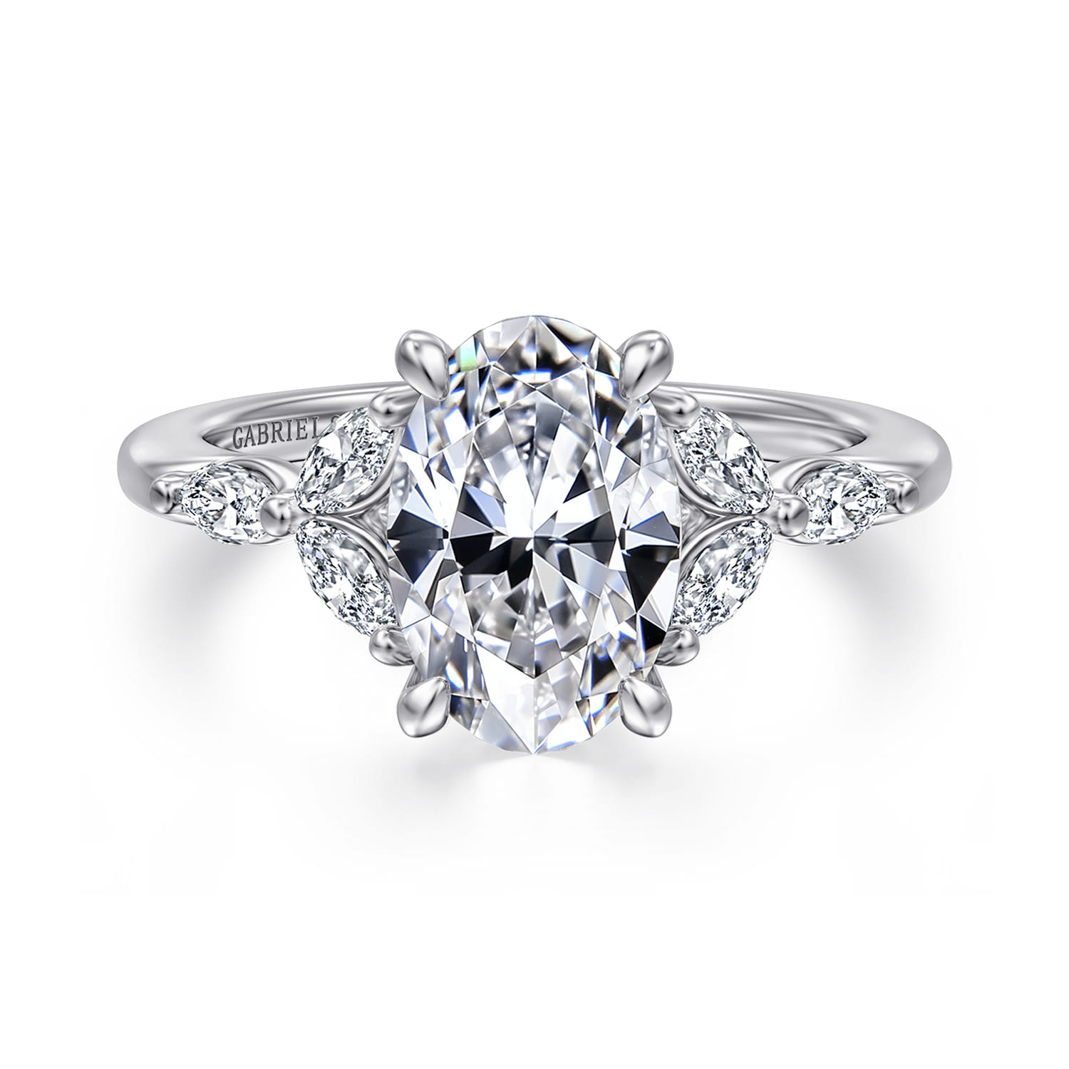 Adella - 14K White Gold Round Diamond Engagement Ring - 0.4 ct - Shot 1