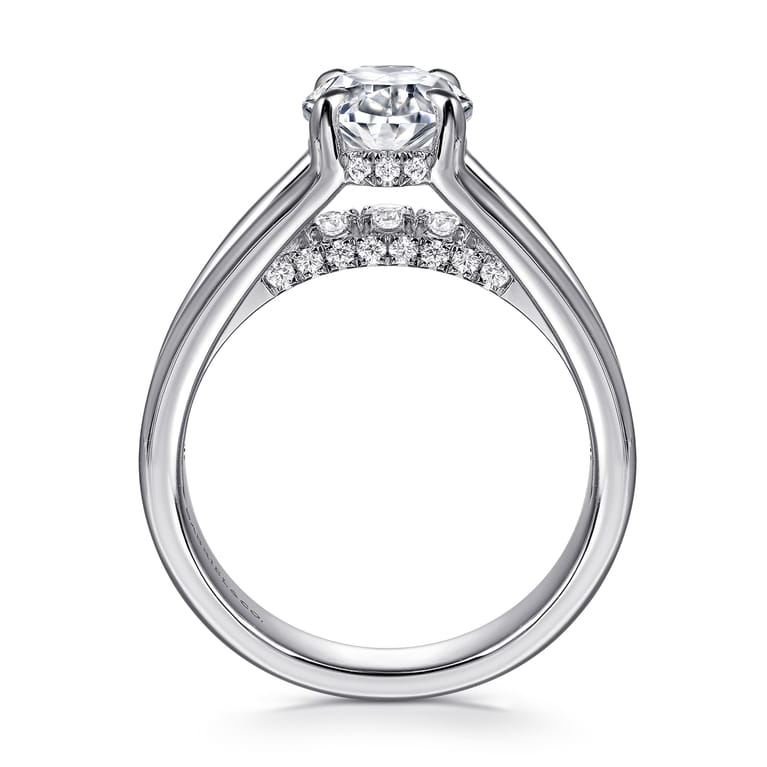 Faith - 14K White Gold Split Shank Oval Diamond Engagement Ring - 0.7 ct - Shot 2