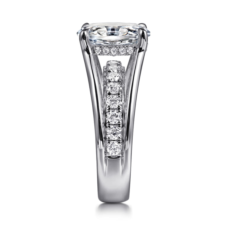 Faith - 14K White Gold Split Shank Oval Diamond Engagement Ring - 0.7 ct - Shot 5