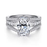 Brinne - 14K White Gold Three Row Oval Diamond Engagement Ring - 0.9 ct
