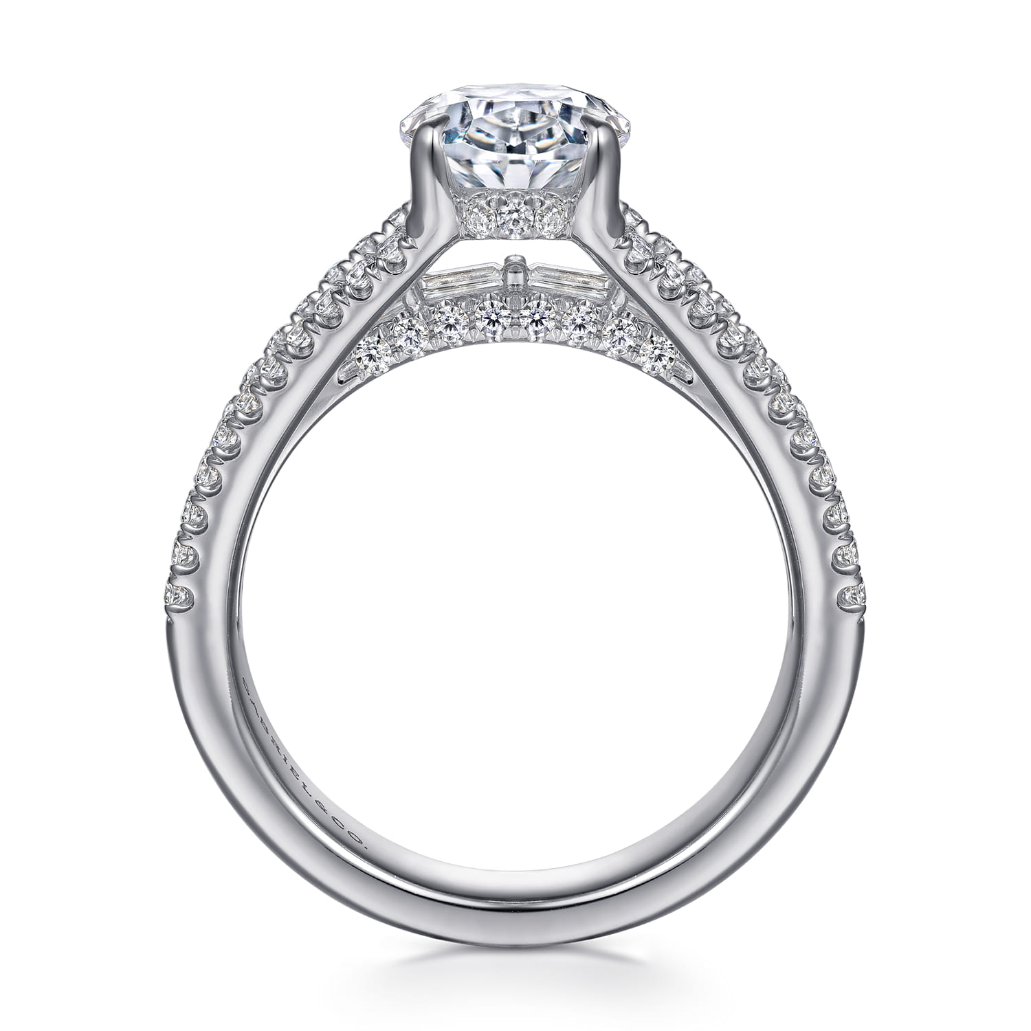 Brinne - 14K White Gold Three Row Oval Diamond Engagement Ring - 0.9 ct - Shot 2