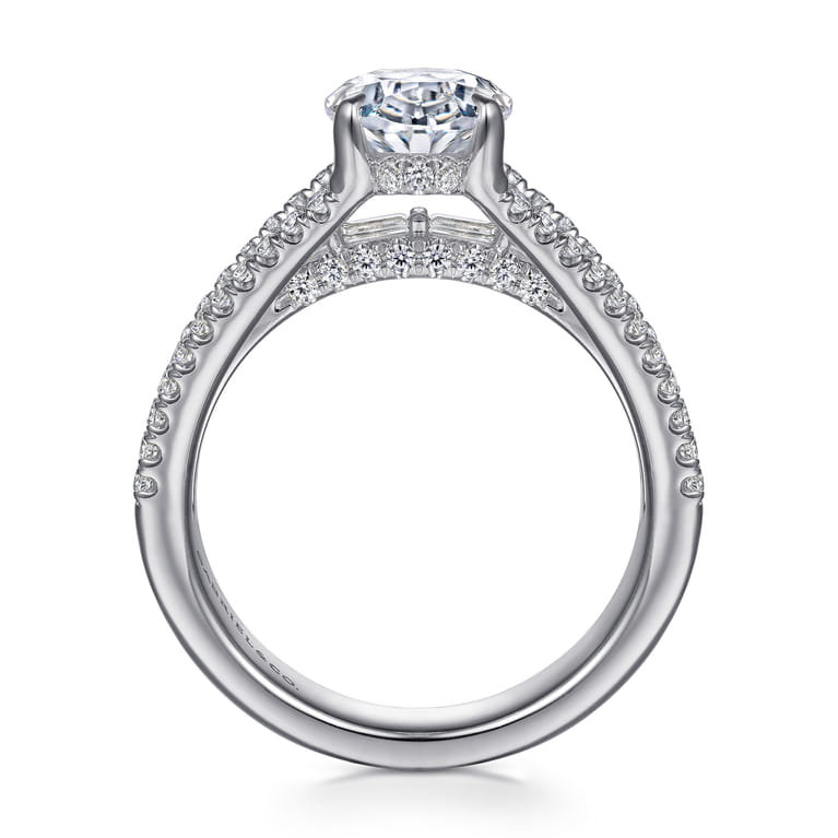Brinne - 14K White Gold Three Row Oval Diamond Engagement Ring - 0.9 ct - Shot 2