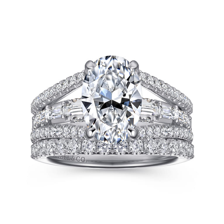 Brinne - 14K White Gold Three Row Oval Diamond Engagement Ring - 0.9 ct - Shot 4
