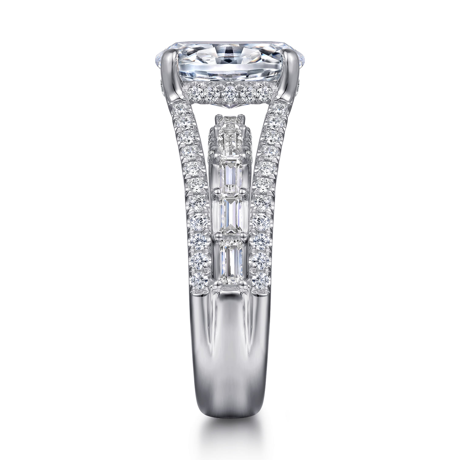 Brinne - 14K White Gold Three Row Oval Diamond Engagement Ring - 0.9 ct - Shot 5