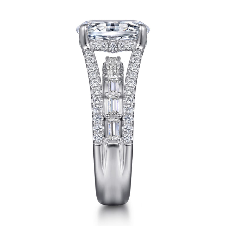 Brinne - 14K White Gold Three Row Oval Diamond Engagement Ring - 0.9 ct - Shot 5