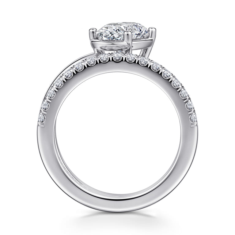 Margo - 14K White Gold Bezel Prong Oval Wrap Engagement Ring - 0.3 ct - Shot 2