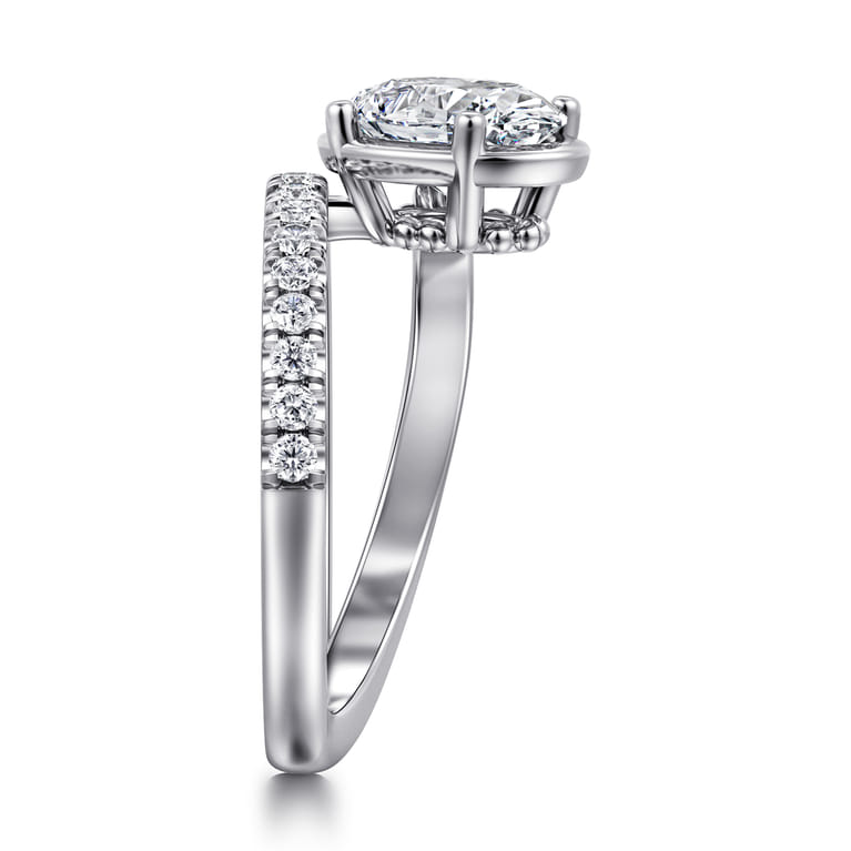 Margo - 14K White Gold Bezel Prong Oval Wrap Engagement Ring - 0.3 ct - Shot 4