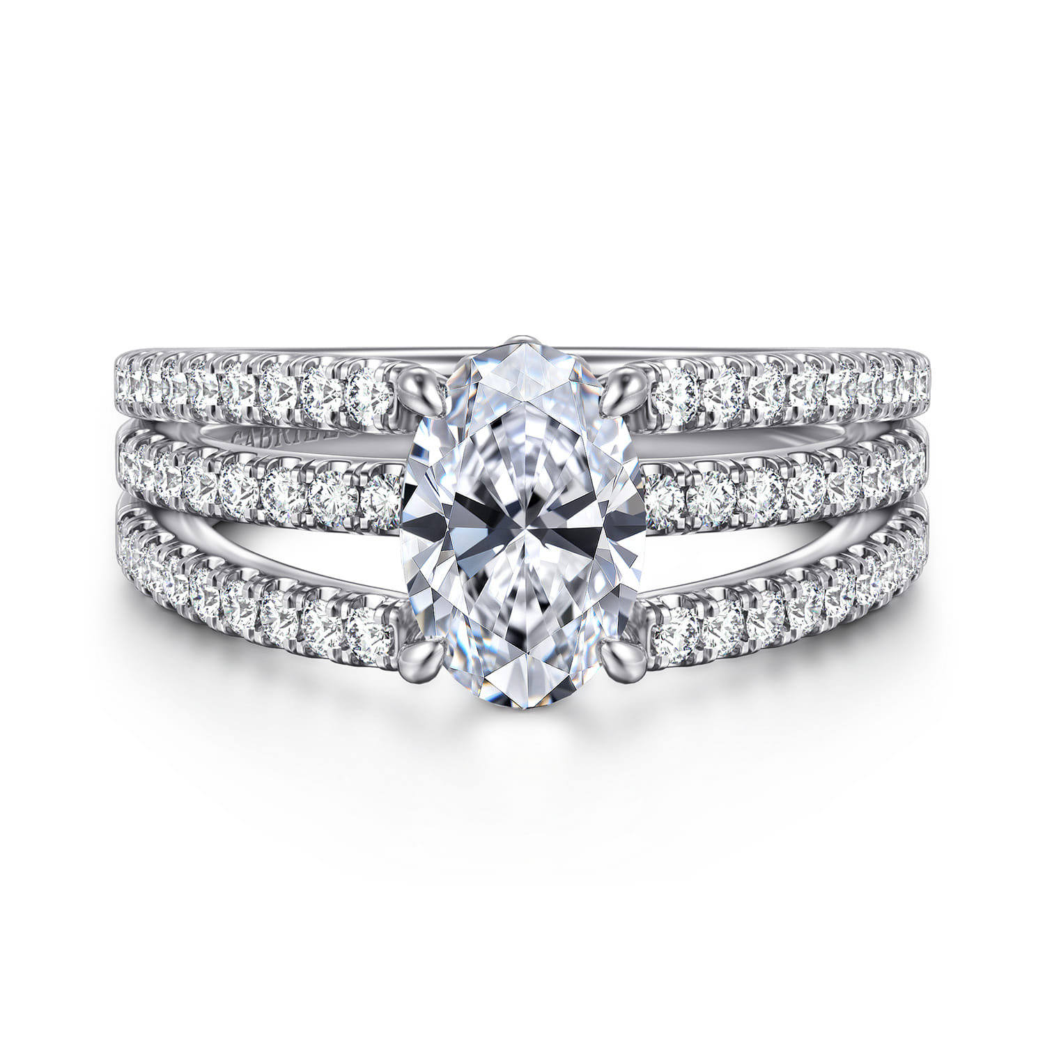 Rivah - 14K White Gold Split Shank Oval Diamond Engagement Ring - 0.5 ct - Shot 1
