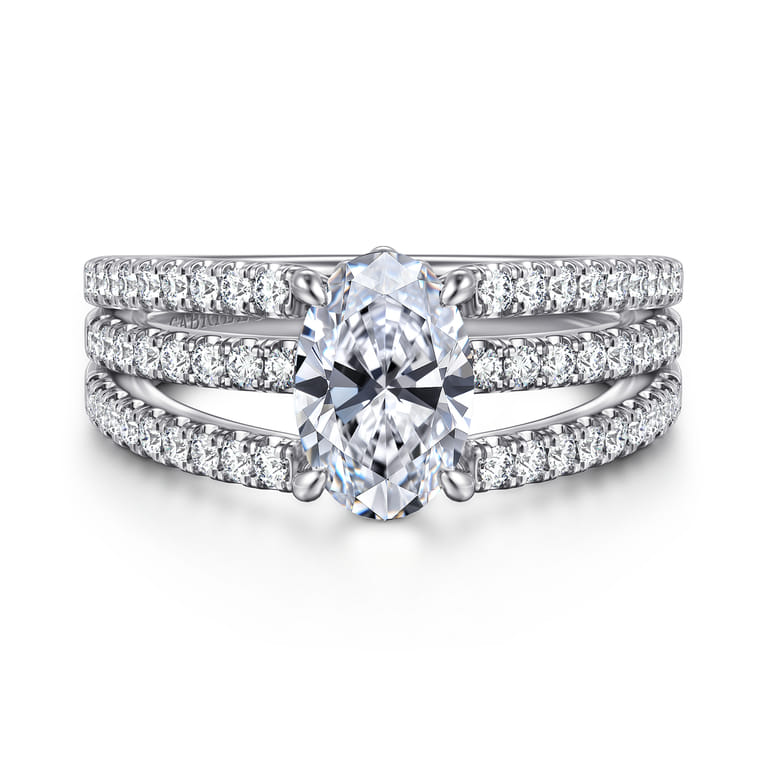 Rivah - 14K White Gold Split Shank Oval Diamond Engagement Ring - 0.5 ct - Shot 1
