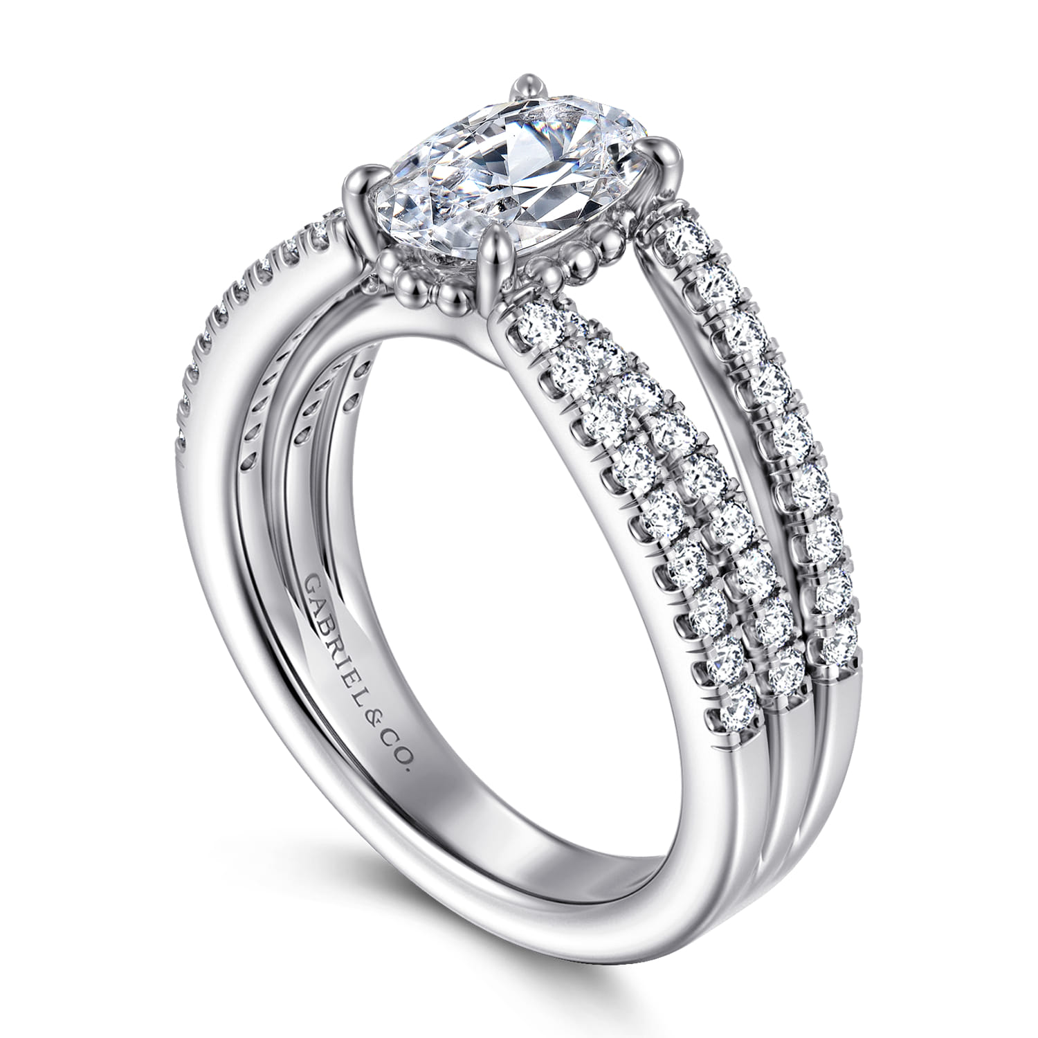 Rivah - 14K White Gold Split Shank Oval Diamond Engagement Ring - 0.5 ct - Shot 3