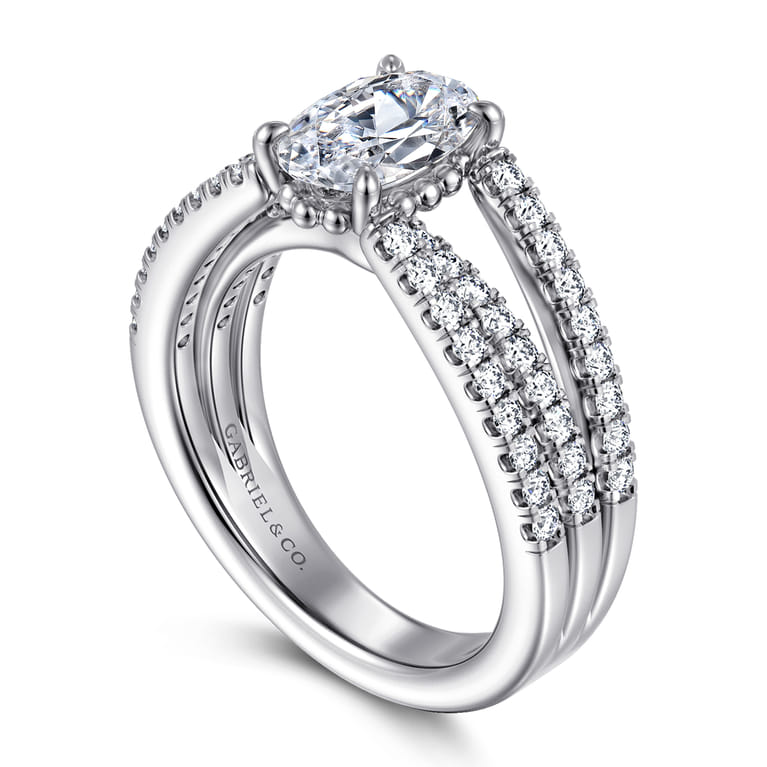 Rivah - 14K White Gold Split Shank Oval Diamond Engagement Ring - 0.5 ct - Shot 3