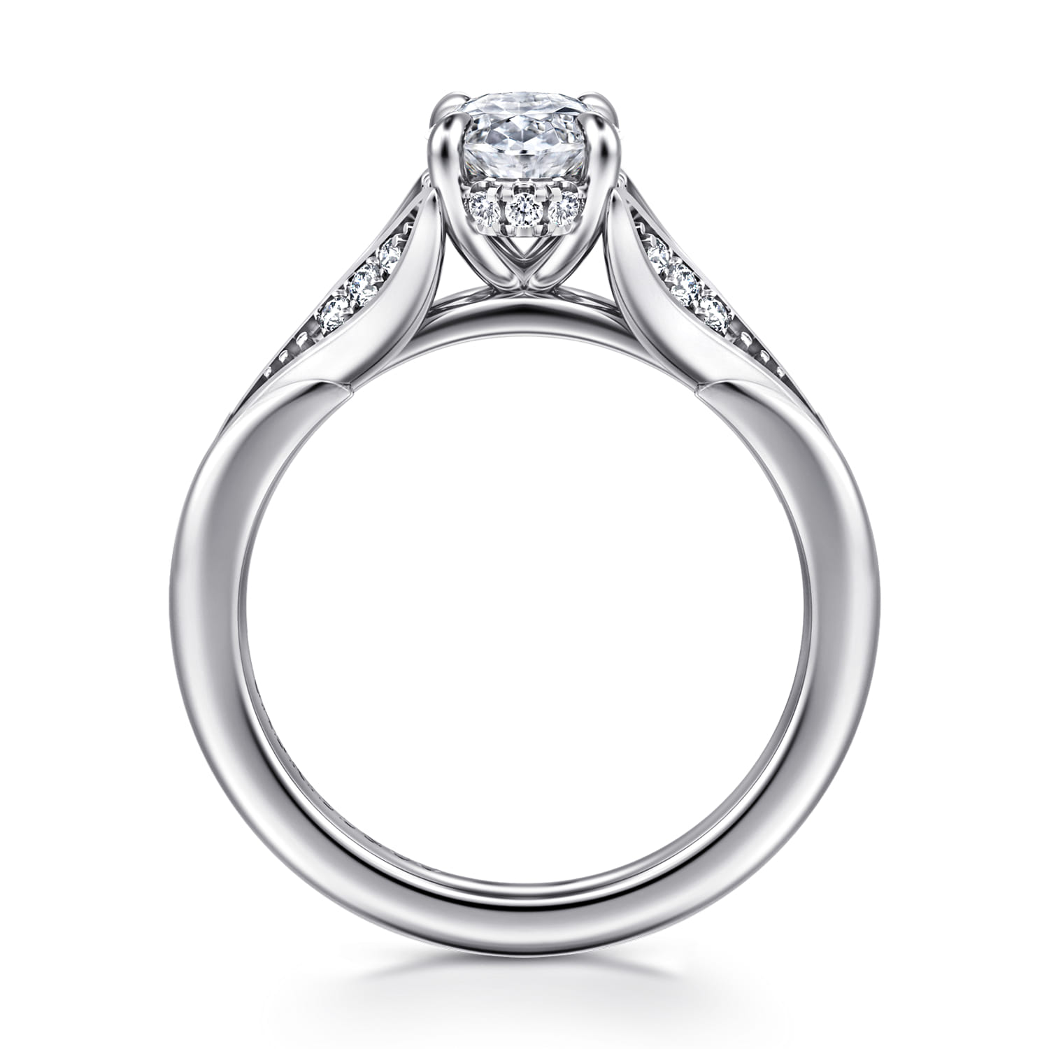 Taye - 14K White Gold Split Shank Oval Diamond Engagement Ring - 0.17 ct - Shot 2