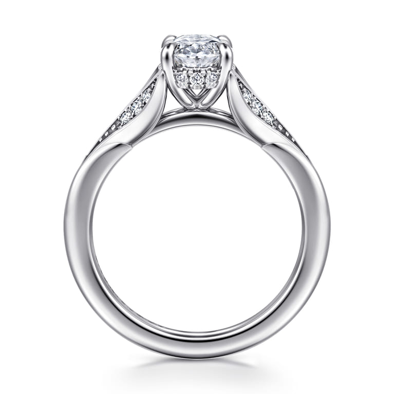 Taye - 14K White Gold Split Shank Oval Diamond Engagement Ring - 0.17 ct - Shot 2