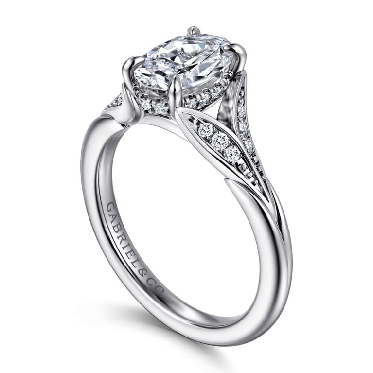 Taye - 14K White Gold Split Shank Oval Diamond Engagement Ring - 0.17 ct - Shot 3
