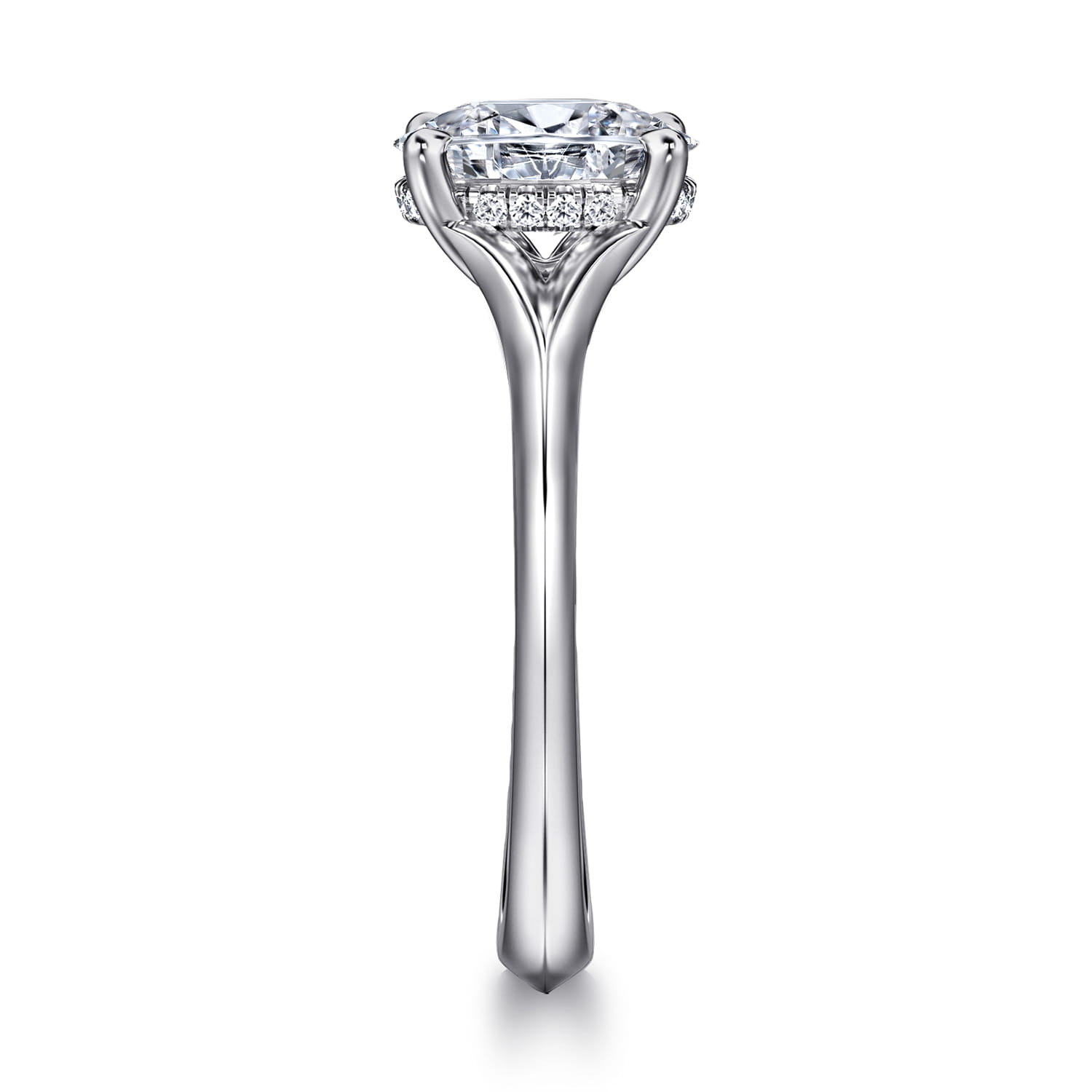 Alden - 14K White Gold Split Shank Oval Diamond Engagement Ring - 0.05 ct - Shot 4