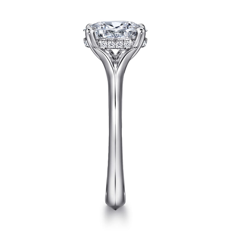 Alden - 14K White Gold Split Shank Oval Diamond Engagement Ring - 0.05 ct - Shot 4