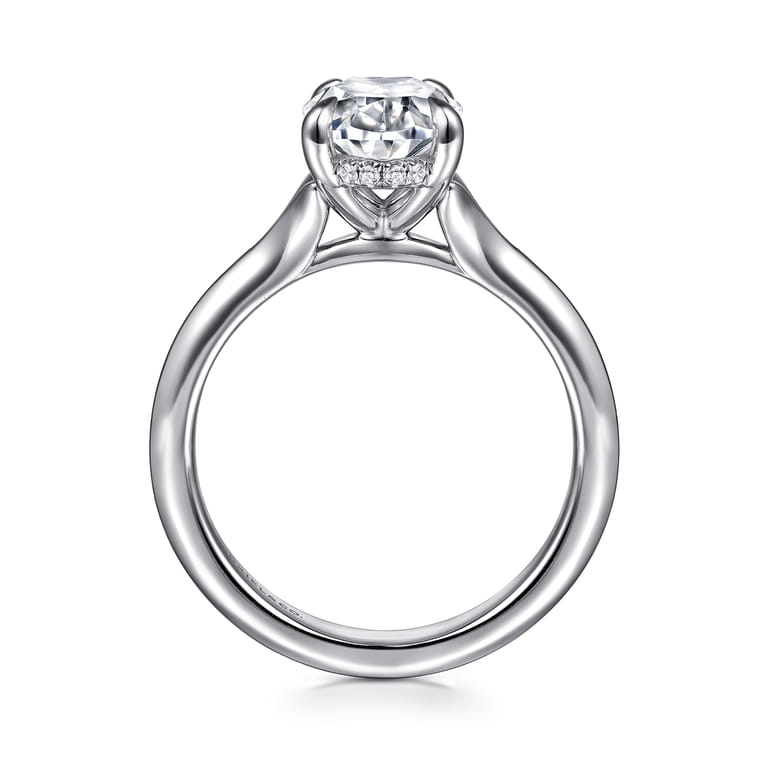 Alden - 14K White Gold Split Shank Oval Diamond Engagement Ring - 0.07 ct - Shot 2