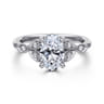 Brigida - Vintage Inspired 14K White Gold Oval Diamond Engagement Ring - 0.15 ct