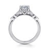 Brigida - Vintage Inspired 14K White Gold Oval Diamond Engagement Ring - 0.15 ct