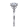 Brigida - Vintage Inspired 14K White Gold Oval Diamond Engagement Ring - 0.15 ct