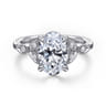 Vintage Inspired 14K White Gold Oval Diamond Engagement Ring - 0.18 ct