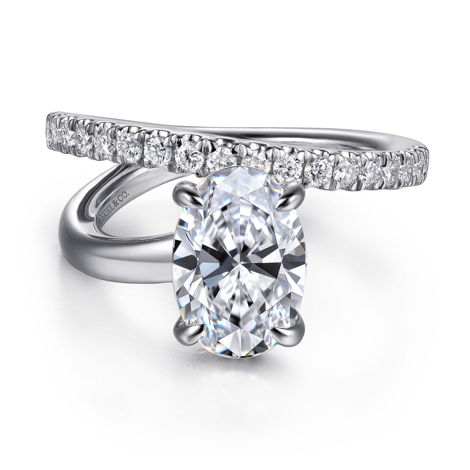 Frost - 14K White Gold Split Shank Oval Diamond Engagement Ring - 0.4 ct - Shot 1