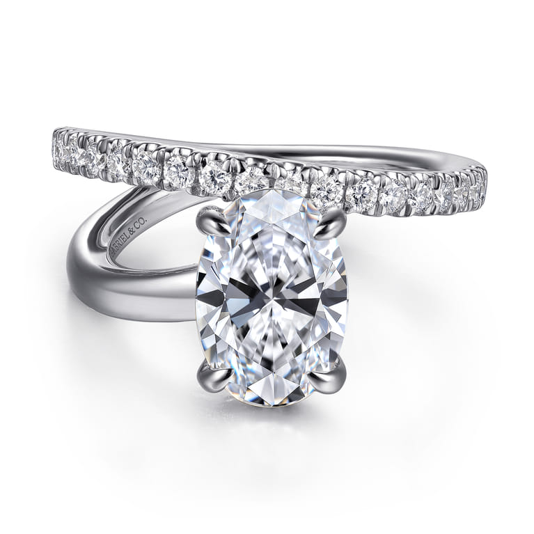 Frost - 14K White Gold Split Shank Oval Diamond Engagement Ring - 0.4 ct - Shot 1