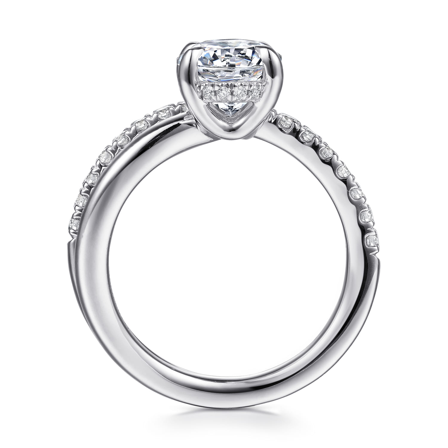 Frost - 14K White Gold Split Shank Oval Diamond Engagement Ring - 0.4 ct - Shot 2