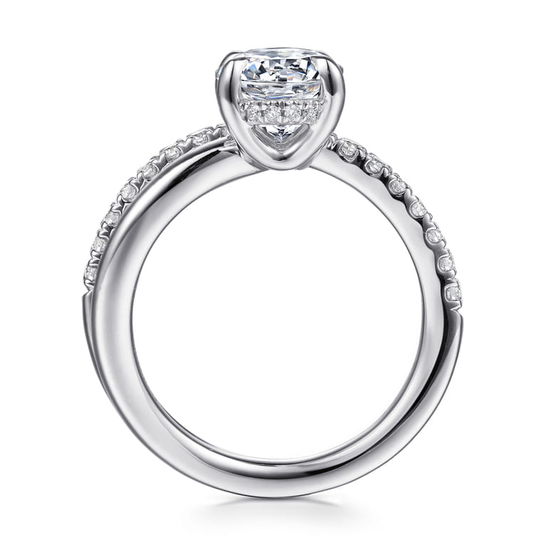 Frost - 14K White Gold Split Shank Oval Diamond Engagement Ring - 0.4 ct - Shot 2