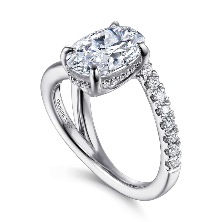Frost - 14K White Gold Split Shank Oval Diamond Engagement Ring - 0.4 ct - Shot 3