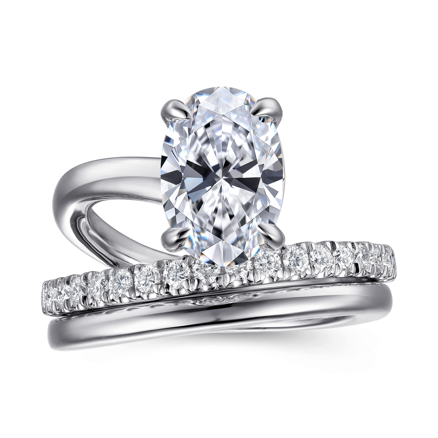 Frost - 14K White Gold Split Shank Oval Diamond Engagement Ring - 0.4 ct - Shot 4