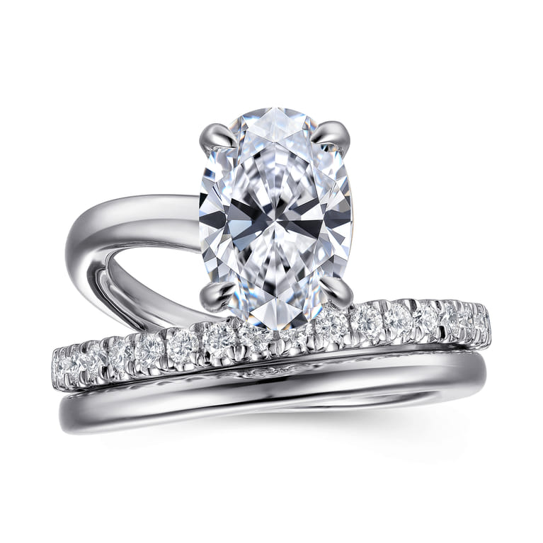 Frost - 14K White Gold Split Shank Oval Diamond Engagement Ring - 0.4 ct - Shot 4