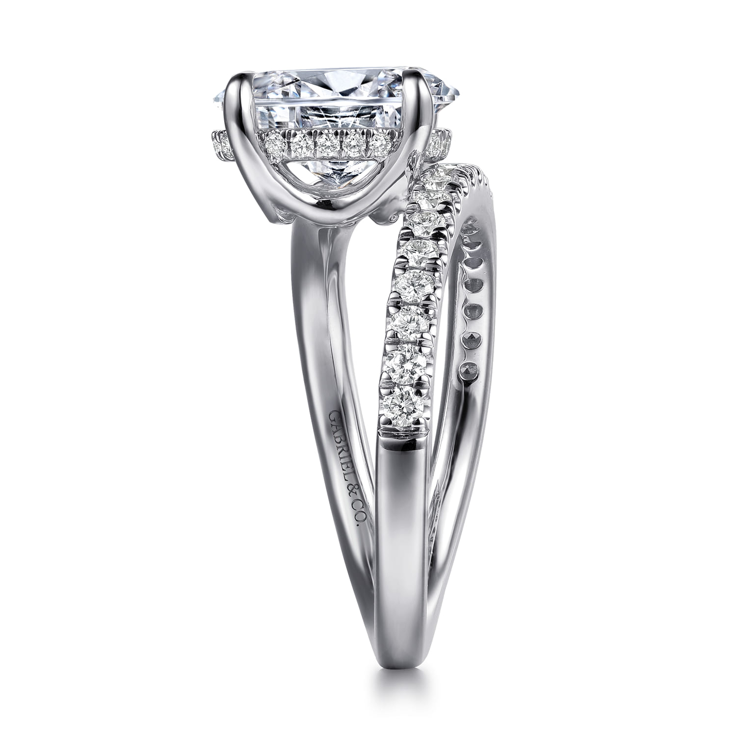 Frost - 14K White Gold Split Shank Oval Diamond Engagement Ring - 0.4 ct - Shot 5