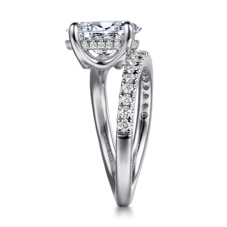 Frost - 14K White Gold Split Shank Oval Diamond Engagement Ring - 0.4 ct - Shot 5