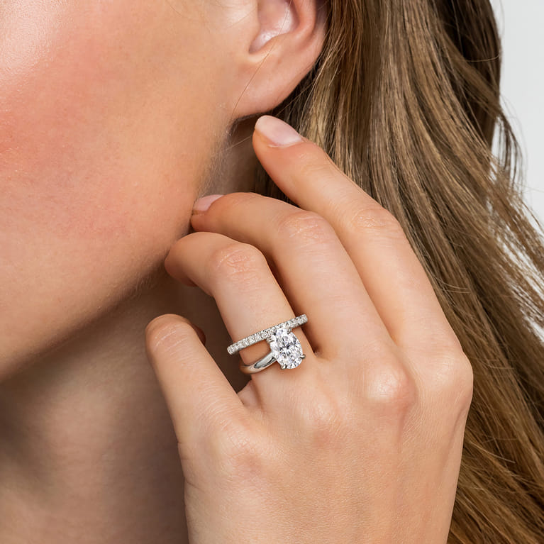 Frost - 14K White Gold Split Shank Oval Diamond Engagement Ring - 0.4 ct - Shot 6