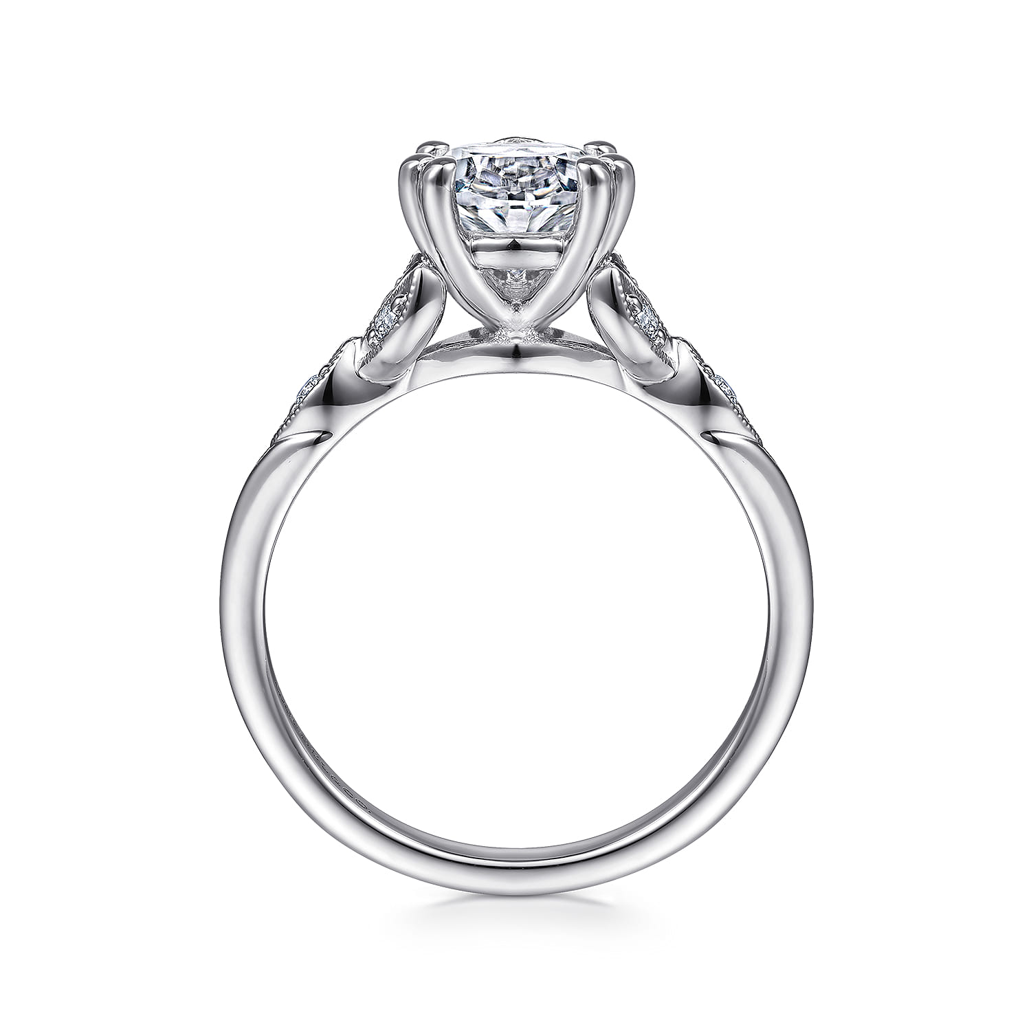 Celia - 14K White Gold Pear Shape Diamond Engagement Ring - 0.07 ct - Shot 2