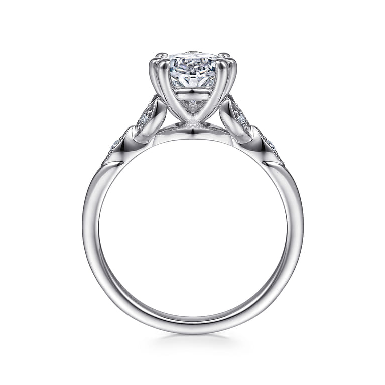 Celia - 14K White Gold Pear Shape Diamond Engagement Ring - 0.07 ct - Shot 2