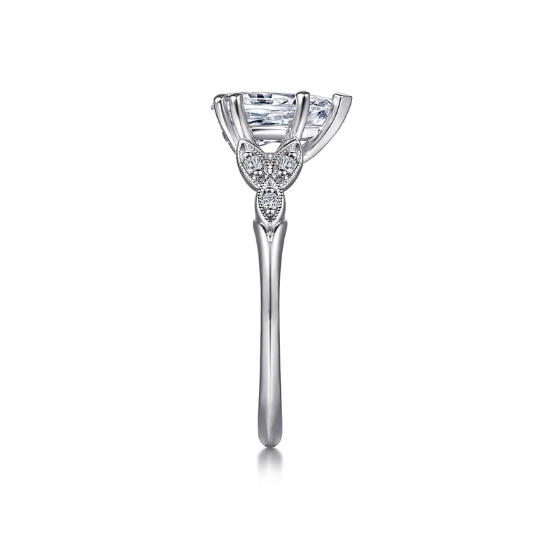 Celia - 14K White Gold Pear Shape Diamond Engagement Ring - 0.07 ct - Shot 5