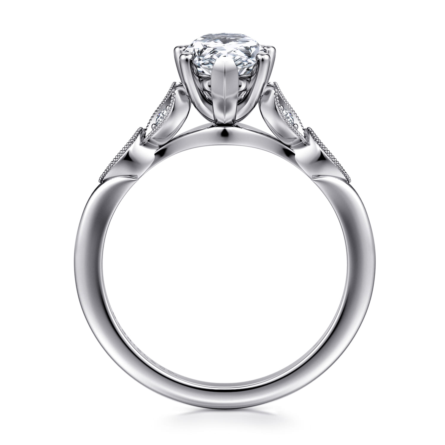 Celia - 14K White Gold Pear Shape Diamond Engagement Ring - 0.08 ct - Shot 2
