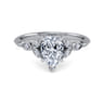 Eliza - Vintage Inspired 14K White Gold Split Shank Pear Shape Diamond Engagement Ring - 0.07 ct