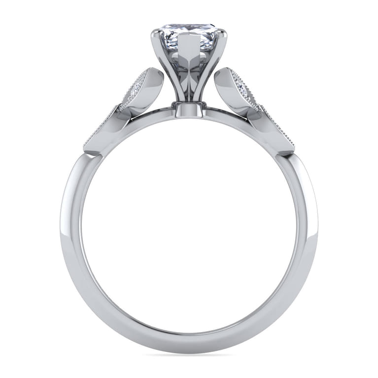 Eliza - Vintage Inspired 14K White Gold Split Shank Pear Shape Diamond Engagement Ring - 0.07 ct - Shot 2